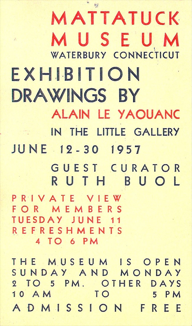 Einzelausstellung im Mattatuck Museum, Juni 1957