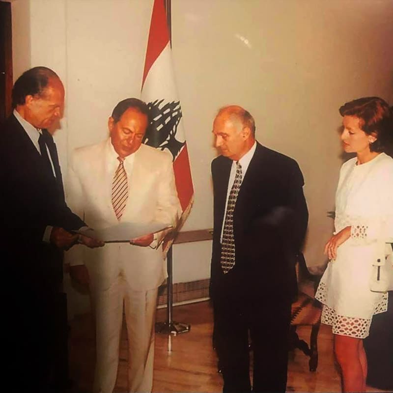 Alain Le Yaouanc mit Émile Lahoud, Beirut, 2000