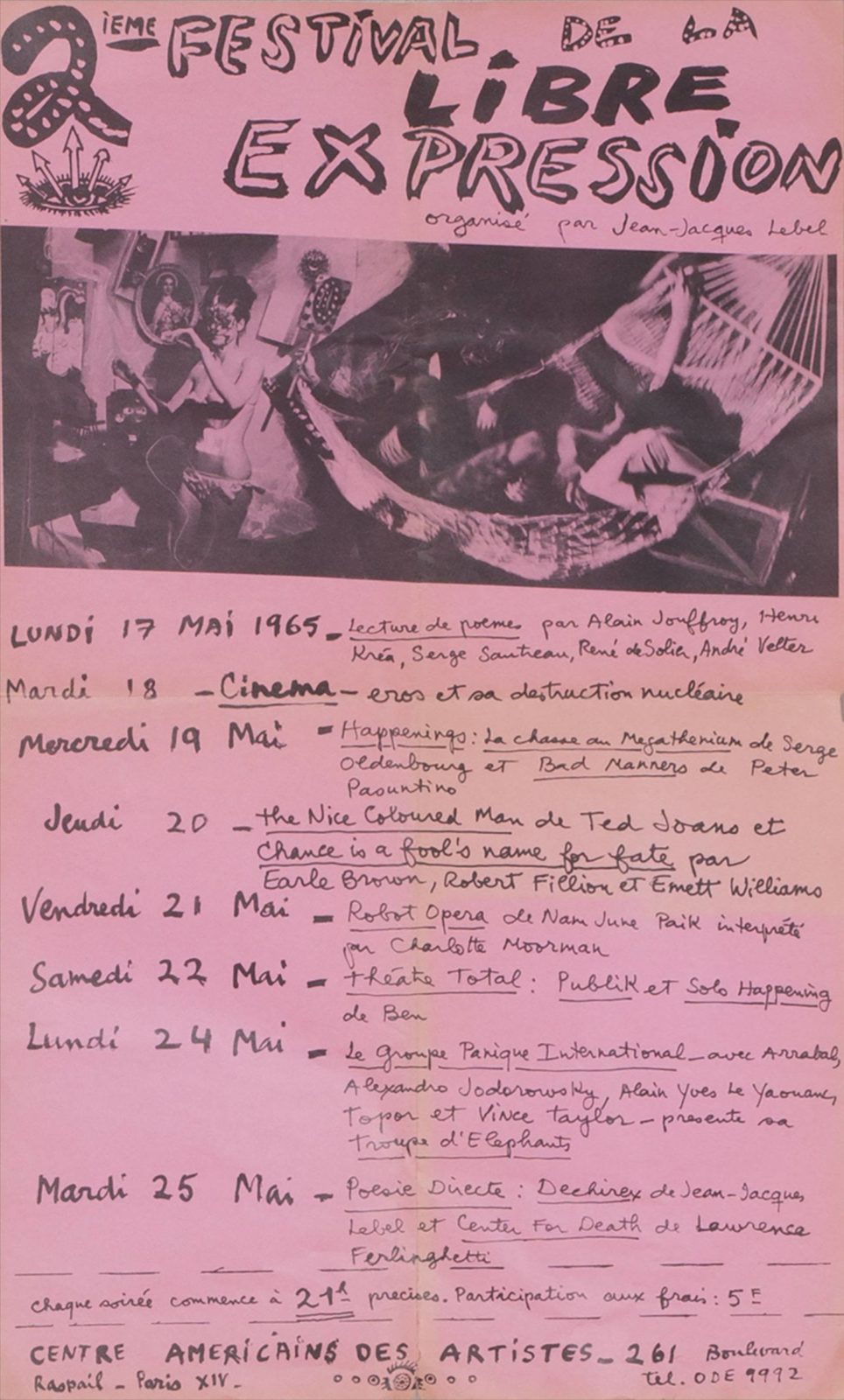 Affiche du 2ème festival de la libre-expression, mai 1965. Crédit : © Alain Le Yaouanc. Photo : Luc Delaborde. Affiche du 2ème festival de la libre-expression, mai 1965. Crédit : © Alain Le Yaouanc. Photo : Luc Delaborde.