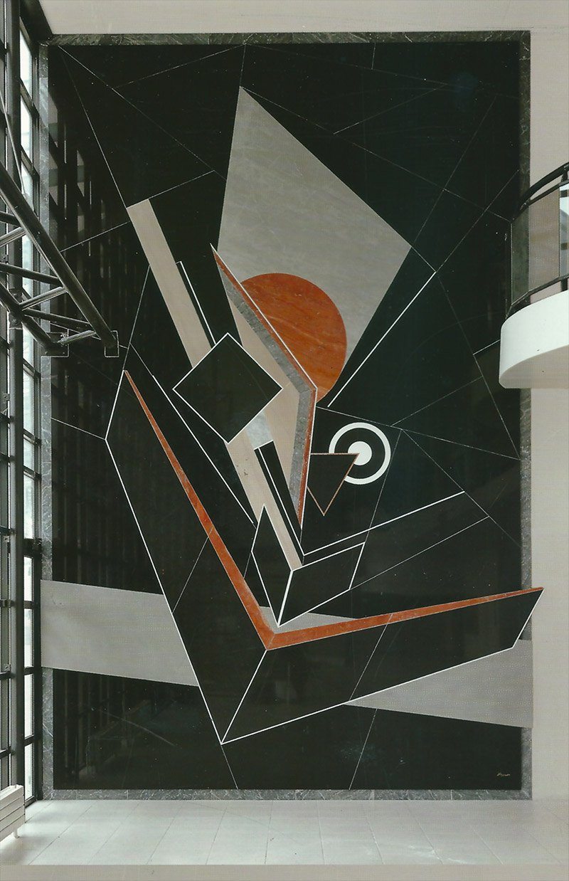 Mosaïque monumentale en marbre, site du Futuroscope. Archives Le Yaouanc