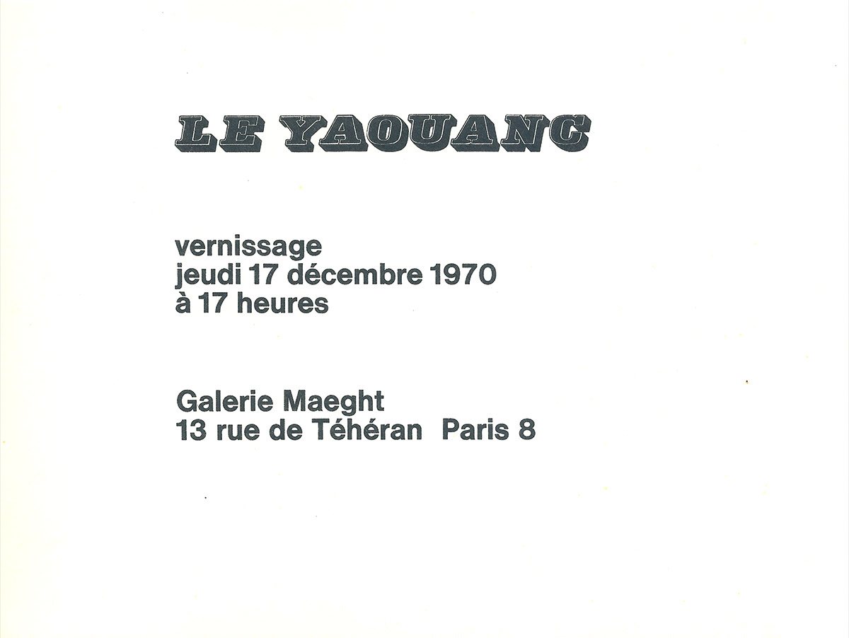 Carton d’invitation à l’exposition, vernissage le 17 décembre 1970. © Le Yaouanc Carton d’invitation à l’exposition, vernissage le 17 décembre 1970. © Le Yaouanc